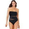 Plus Size Women's Mesh Wrap Bandeau One Piece Swimsuit by Swimsuits For All in Black (Size 14)