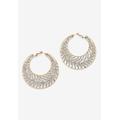 Women's Goldtone Round Crystal Leaf Hoop Earrings by PalmBeach Jewelry in Gold