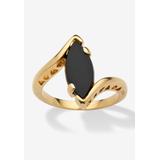 Women's 18k Yellow Gold-Plated Natural Black Onyx Marquise Shaped Bypass Ring by PalmBeach Jewelry in Gold (Size 6)