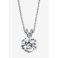 Women's Platinum over Sterling Silver Solitaire Pendant Cubic Zirconia 18" by PalmBeach Jewelry in Silver