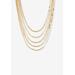 Women's Goldtone Multi Strand Cobra Link Waterfall Necklace 30" by PalmBeach Jewelry in Gold