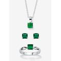 Women's 3-Piece Birthstone .925 Silver Necklace, Earring And Ring Set 18" by PalmBeach Jewelry in May (Size 4)
