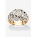 Women's Yellow Gold-Plated Sterling Silver Genuine Diamond Accent Dome Ring by PalmBeach Jewelry in Diamond (Size 6)
