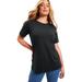 Plus Size Women's Short-Sleeve Crewneck One + Only Tee by June+Vie in Black (Size 26/28)