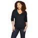 Plus Size Women's Long-Sleeve V-Neck One + Only Tee by June+Vie in Black (Size 26/28)