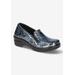 Extra Wide Width Women's Leeza Slip On by Easy Street in Silver Blue Paisley (Size 9 1/2 WW)