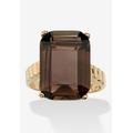 Women's Yellow Gold-Plated Genuine Smoky Quartz Ring by PalmBeach Jewelry in Gold (Size 5)