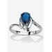Women's Silvertone Simulated Pear Cut Birthstone And Round Crystal Ring Jewelry by PalmBeach Jewelry in Sapphire (Size 6)