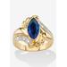 Women's 2.28 Cttw. Marquise-Cut Simulated Blue Sapphire And Cz Gold-Plated Ring by PalmBeach Jewelry in Sapphire (Size 8)