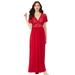 Plus Size Women's Long Lace Top Stretch Knit Gown by Amoureuse in Classic Red (Size L)