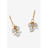 Women's Gold over Sterling Silver Heart Charm Drop Earrings with Diamond Accents by PalmBeach Jewelry in Diamond