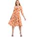 Plus Size Women's Sweetheart Swing Dress by June+Vie in Orange Ivory Geo (Size 22/24)
