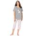 Plus Size Women's 2-Piece Capri PJ Set by Dreams & Co. in Heather Grey Spring Dog (Size 3X) Pajamas