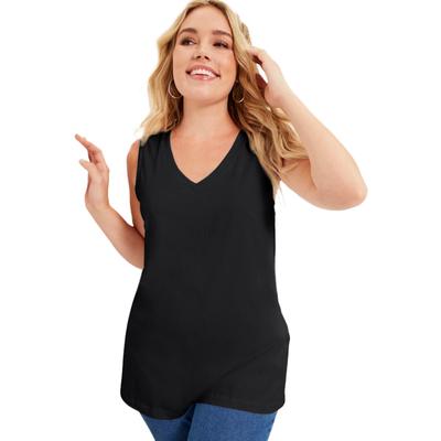Plus Size Women's V-Neck One + Only Tank Top by June+Vie in Black (Size 22/24)