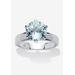 Women's 3.80 Tcw Round Genuine Blue Topaz Solitaire Ring .925 Sterling Silver by PalmBeach Jewelry in Blue (Size 7)