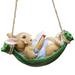 Garden Statue Swing Bunny Yard Sculpture Fence Animal Patio Crafts Home Pathway Cute Hanging Rabbits Decor