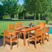 Hommow 7-Piece Patio Dining Set Solid Wood Outdoor Furniture Set for Yard Porch Balcony Brown