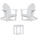 Home Square 3-Piece Set with Outdoor Side Table and 2 Chairs in White