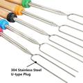8 Pack Barbecue Roasting Sticks CHUANK Roasting Sticks with Wooden Handle 32 Inch Extendable BBQ Forks Telescoping Smores Sticks for Fire Pit Campfire