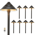 Gardenreet Brass Low Voltage Pathway Lights 12V Outdoor LED Landscape Path Lights(Umbrella) for Walkway Driveway Garden Yard with 3W 2700K Warm White LED G4 Bulb(8 Pack)