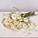 Feildoo 5 Heads Daisies Artificial Flowers Long Branch Bouquet Family Party Wedding Decoration DIY Bridal Silk Artificial Flower Pack of 15 9 Colors - White