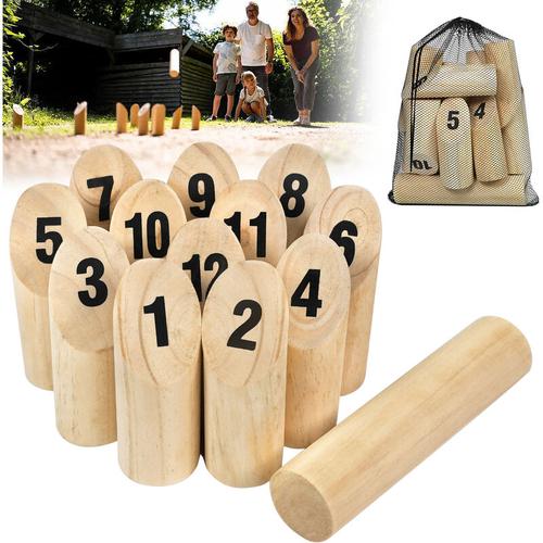 Crossfit-Ausrüstung Nummern Kubb Wikingerspiel Wurfspiel Holzwurfspiel Holzspielzeug Outdoorspiel
