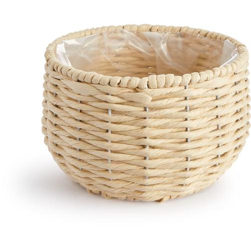 Blumentopf Übertopf Groß Blumenkübel Innen Pflanzentopf Set Korb Geflochten Holz Creme, 2pcs Set /