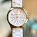 Michael Kors Accessories | Michael Kors White & Gold Statement Watch - All Stainless Steel - Silicone Band | Color: Gold/White | Size: Os