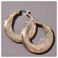 Anthropologie Jewelry | Anthropologie Cosmic Rocker Pave Hoop Earrings | Color: Gold | Size: Os