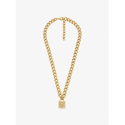 Michael Kors Precious Metal-Plated Brass Pavé Lock Necklace Gold One Size