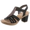 Sandalette RIEKER, Damen, Gr. 37, schwarz, Nubuklederimitat, unifarben, elegant, Schuhe, Sommerschuh, Sandale, Plateauabsatz, mit Strass-Steinchen verziert, Topseller