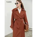 Amii – manteaux et vestes de printemps minimalistes pour femmes Trench-Coat solide élégant à Double