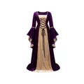 Robe longue en velours pour femme costume d'Halloween robe de princesse médiévale robe de cour