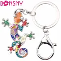 Bonsny-Porte-clés lézard en émail pour femme pendentif de sac à main porte-clés Gecko porte-clés