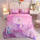 Disney-Ensemble de literie violet Frozen Elsa Princess pour enfants ensembles de couverture de lit