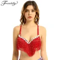 Soutien-gorge en strass à pampilles pour femmes hauts de soutien-gorge de danse latine vêtements