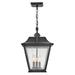 Birch Lane™ Marsa Black 3 -Bulb 19.75" H Outdoor Hanging Lantern Glass/Aluminium/Metal in Black/Gray | 19.75 H x 12 W x 12 D in | Wayfair