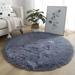 Blue/Gray 64 x 64 x 1 in Area Rug - Mercer41 Josha Solid Color Machine Woven Round 5'4" Area Rug | 64 H x 64 W x 1 D in | Wayfair