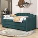 Wildon Home® Nadia Twin Daybed w/ Trundle Upholstered/Linen in Green | 38 H x 40.6 W x 80 D in | Wayfair D4B78365F7334C63924B308ECE3202ED