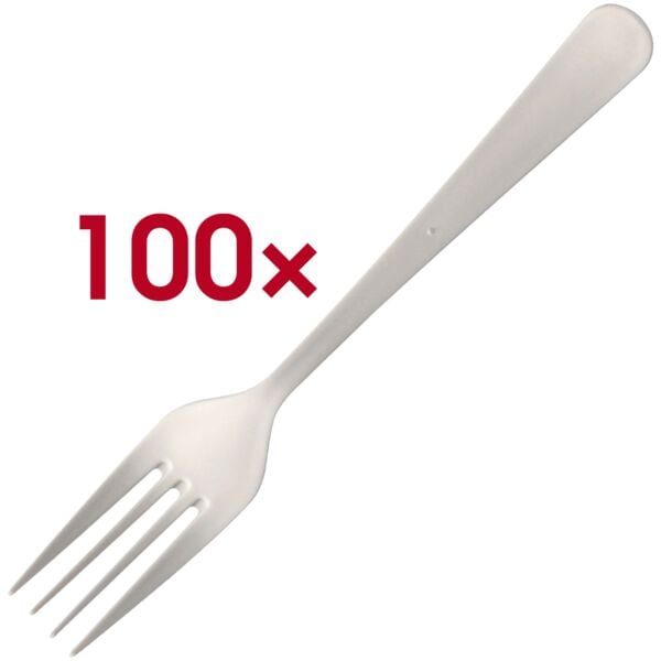 Papstar 100er-Pack Mehrweg-Gabeln 19 cm weiß in Spenderbox weiß Image