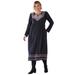 Plus Size Women's Embroidered Bib Dress by Soft Focus in Black Medallion Embroidery (Size 20 W)