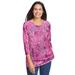Plus Size Women's Perfect Printed Three-Quarter Sleeve V-Neck Tee by Woman Within in Peony Petal Paisley (Size 22/24) Shirt