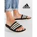 Adidas Shoes | Nib Adidas Women 11 Adilette Comfort Slides Sandals 3 Stripe Black White Design | Color: Black/White | Size: 11