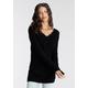 Strickpullover LAURA SCOTT Gr. 42, schwarz (schwarz (aus nachhaltigem material)) Damen Pullover V-Pullover