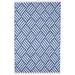 Blue/Brown 96 x 60 x 0.25 in Area Rug - Dash and Albert Rugs Crisscross Geometric Handwoven Indoor/Outdoor Area Rug in Denim/White | Wayfair