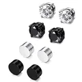 Boucles d'oreilles rondes en acier inoxydable pour hommes et femmes aimant noir bijoux punk blanc