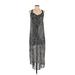 Just Fab Casual Dress - Midi V Neck Sleeveless: Black Dresses - Women's Size X-Small