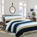 Cozy Line Aquamarine Stripe Patchwork Navy Blue Green Star Dot Cotton Reversible Quilt Bedding Set