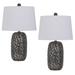 Menlo 25" Height Resin Lamp Set in Ash Black/Antique silver Finish