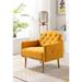 Chic European Style Leisure Accent Chair with Rose Golden Feet and Tapered Legs and Velvet Fabric Upholste for Livingroom